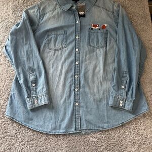 Torrid Blue Denim Kids Shirt with Fox Detail